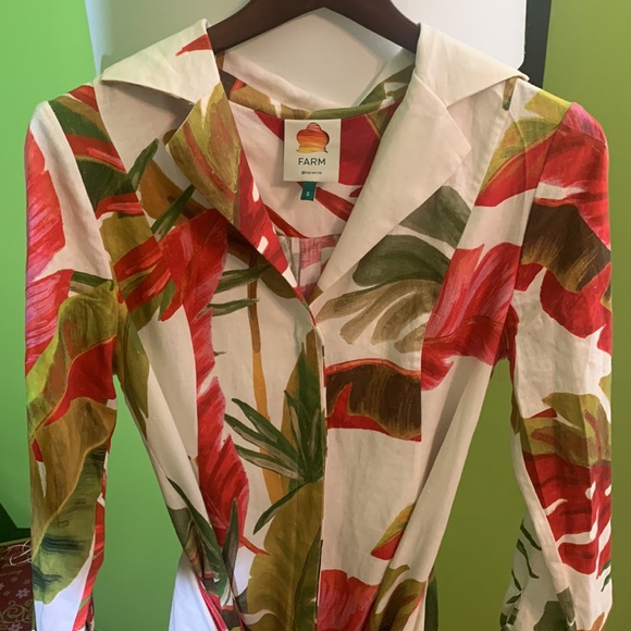 Farm Rio Spring Forest Long Sleeve Linen Blend Minidress - Picture 9 of 13